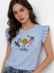 Camiseta print gatos volantes
