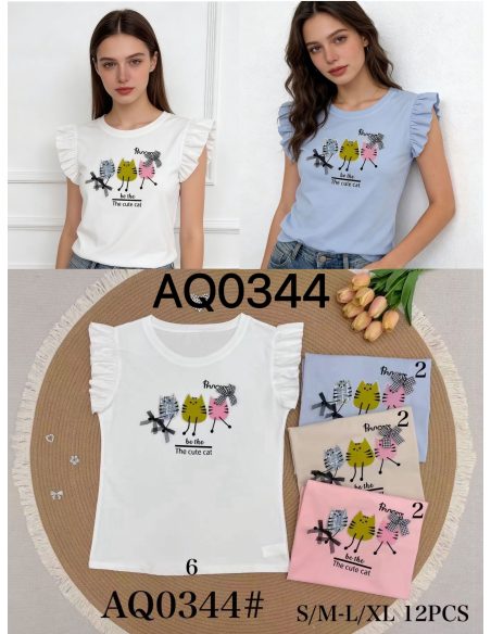 Camiseta print gatos volantes