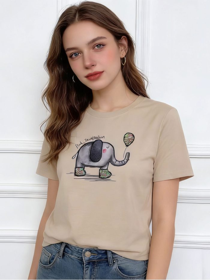 T-shirt à paillettes avec ballon éléphant