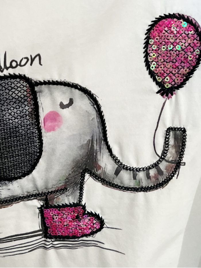 T-shirt à paillettes avec ballon éléphant