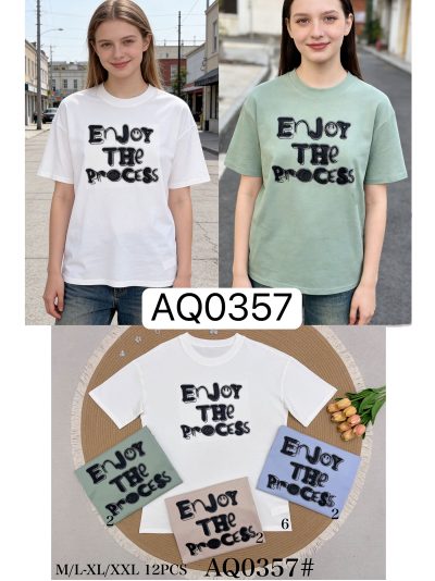 Camiseta estampada com a frase “aproveite o processo” 2