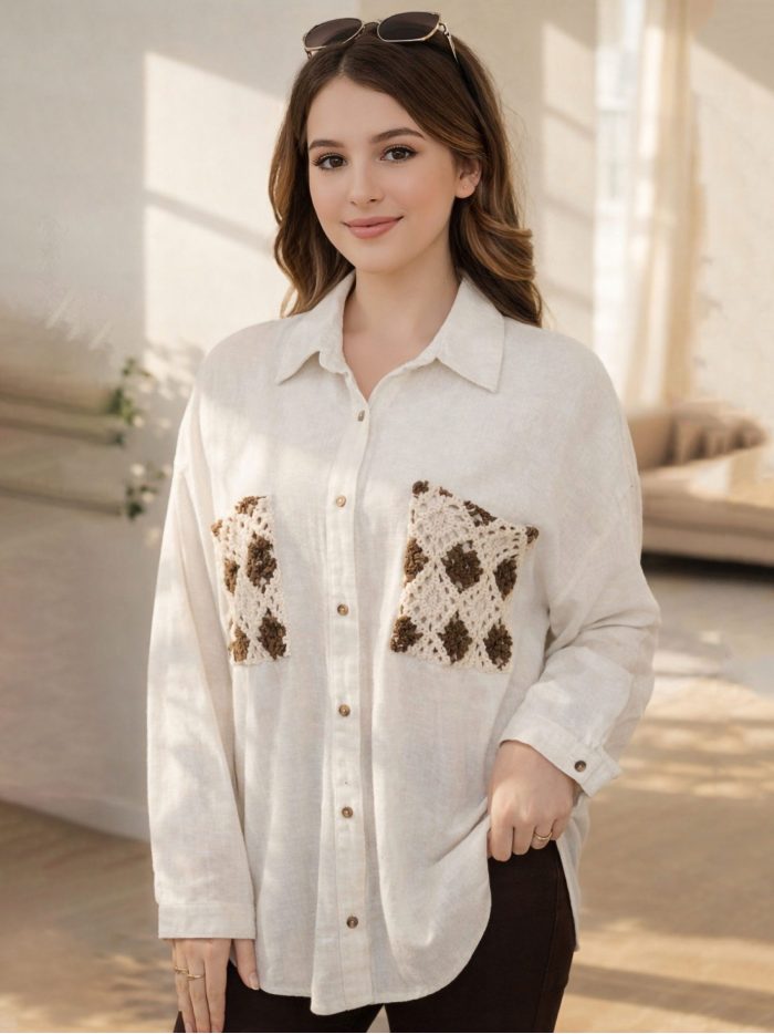 Sobrecamisa lino bolsillos crochet
