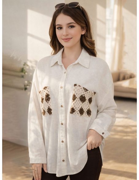 Sobrecamisa lino bolsillos crochet