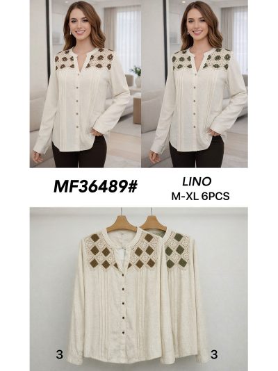 Camisa lino cuello crochet 2