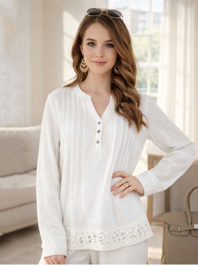 Blusa lino encaje