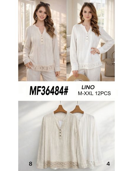 Linen Blouse With Lace Hem - Wholesale For Shops