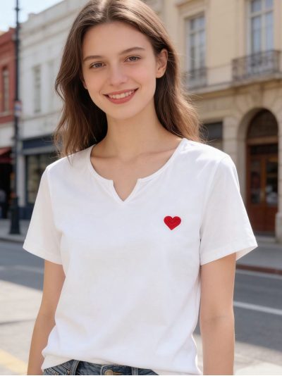 Camiseta corazón bordado