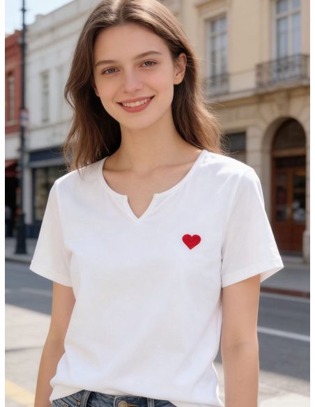 Camiseta com bordado de coração MF-AQ782 Venda para autônomos e empresas