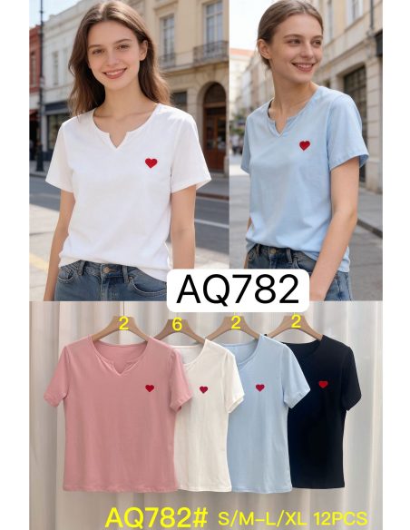 Camiseta com bordado de coração MF-AQ782 Venda para autônomos e empresas
