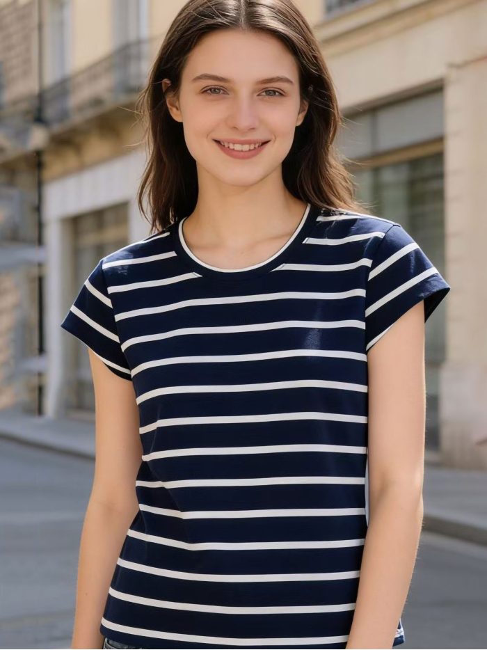 T-shirt girocollo a righe MF-AQ803 Vendita a lavoratori autonomi e aziende