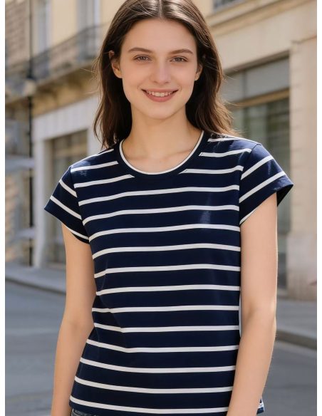 T-shirt girocollo a righe MF-AQ803 Vendita a lavoratori autonomi e aziende