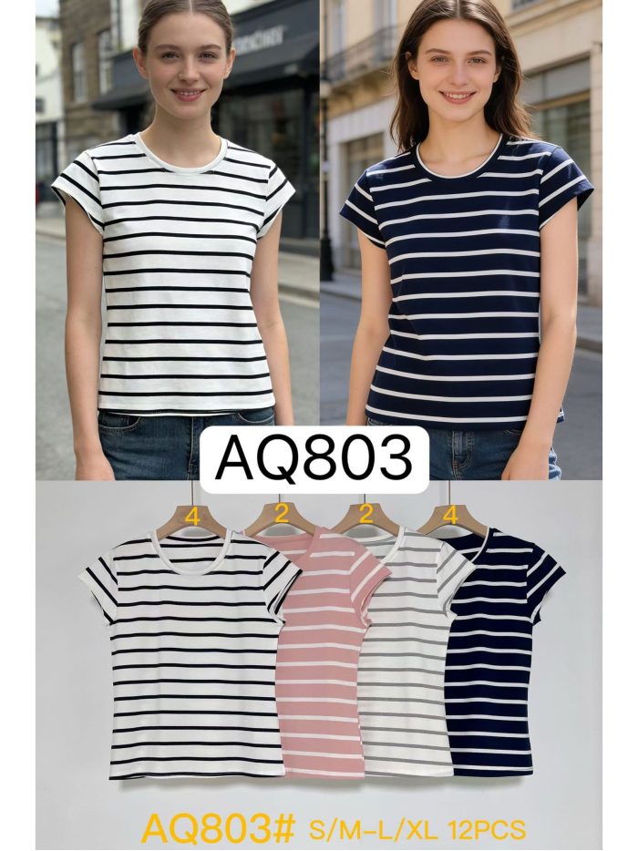 T-shirt girocollo a righe MF-AQ803 Vendita a lavoratori autonomi e aziende