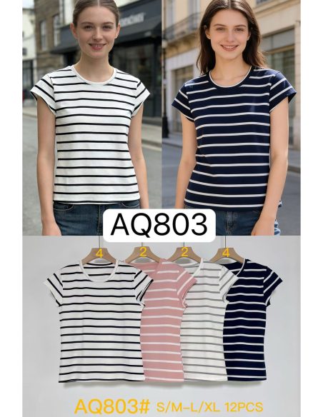 T-shirt girocollo a righe MF-AQ803 Vendita a lavoratori autonomi e aziende