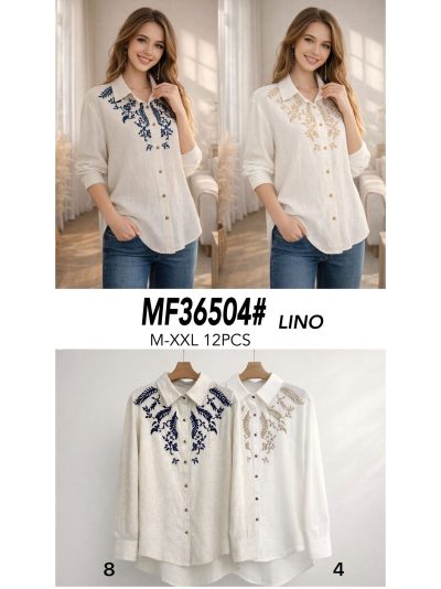 Camisa lino bordado lentejuelas 2