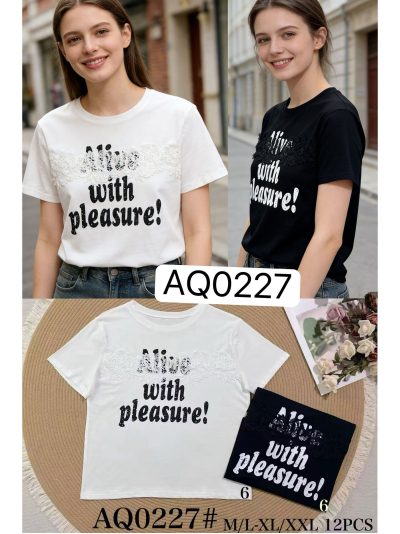 Fornitore di magliette in pizzo e testo MF-AQ0227 per negozio online 2