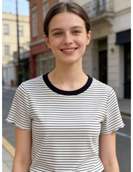 T-shirt rayé bicolore MF-AQ811 Vente aux indépendants et aux entreprises