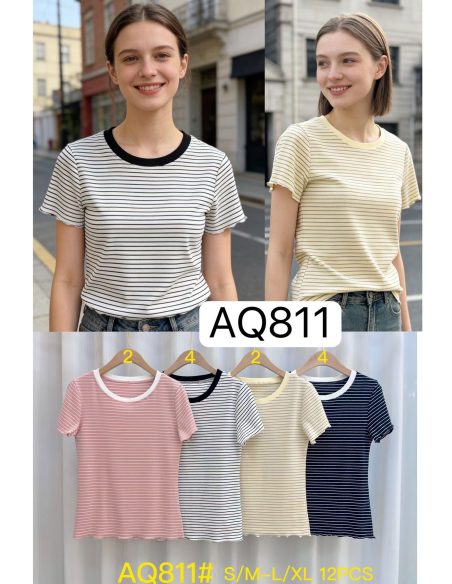 T-shirt rayé bicolore MF-AQ811 Vente aux indépendants et aux entreprises
