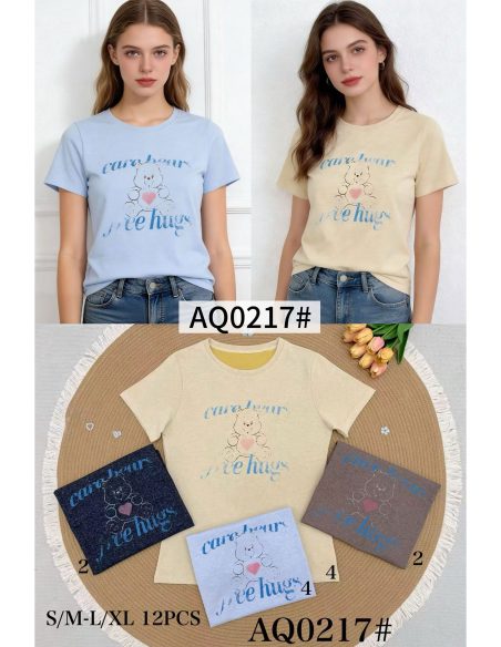 Fornitore di magliette stampate Teddy Bear Hug MF-AQ0217 per negozio online