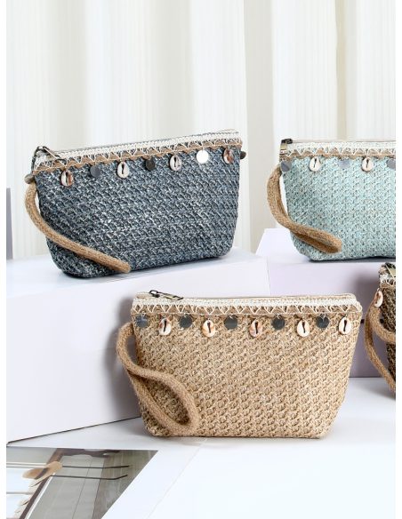 Neceser efecto rafia conchas