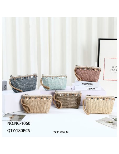 Neceser efecto rafia conchas