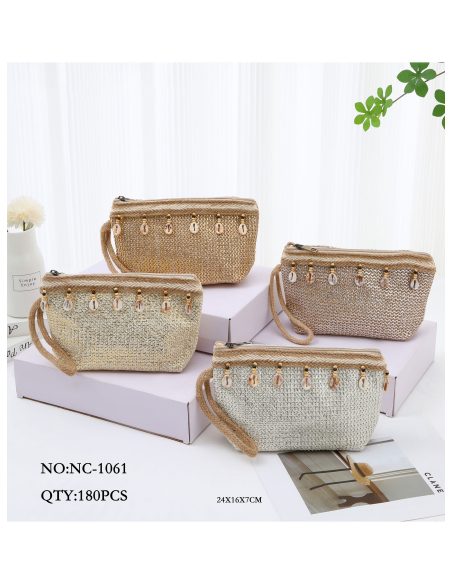 Neceser efecto rafia conchas y cuentas