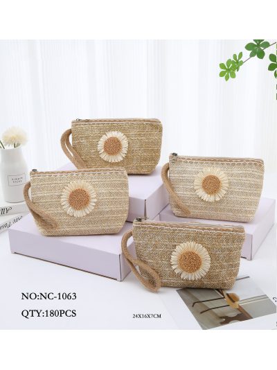 Neceser efecto rafia flor margarita 2