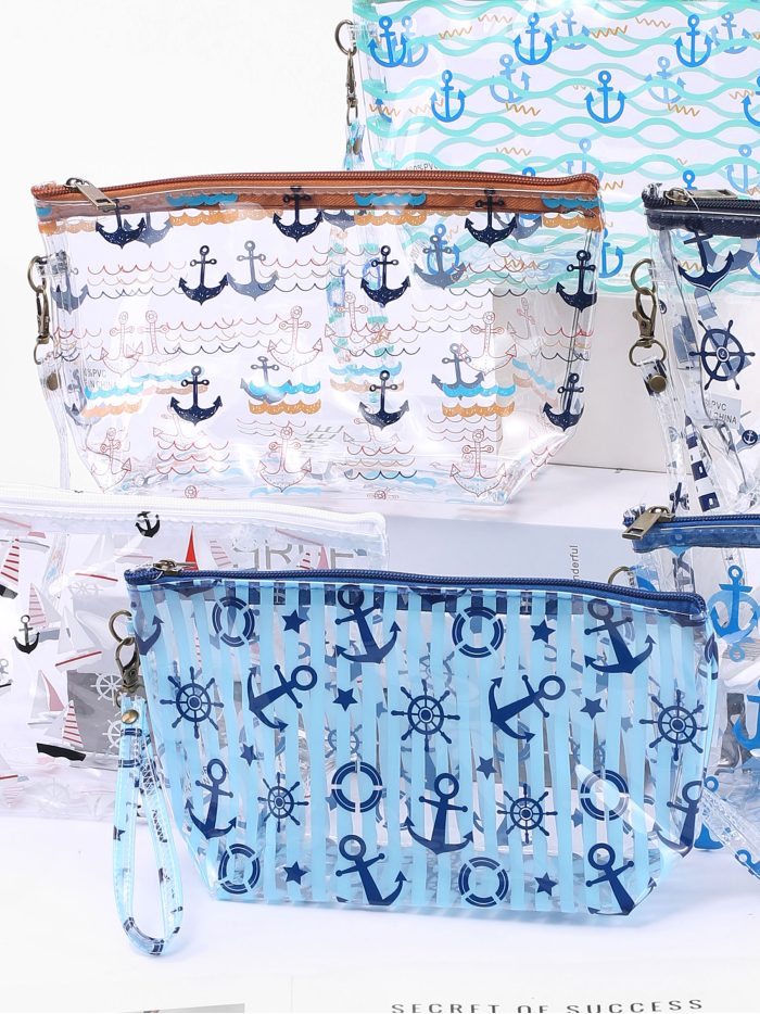 Neceser vinilo transparente estampado náutico