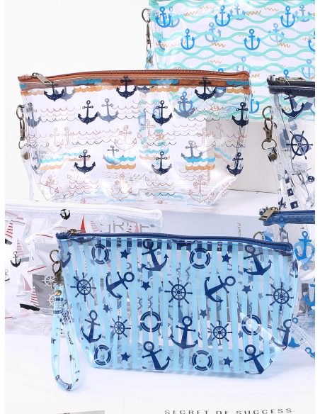 Neceser vinilo transparente estampado náutico