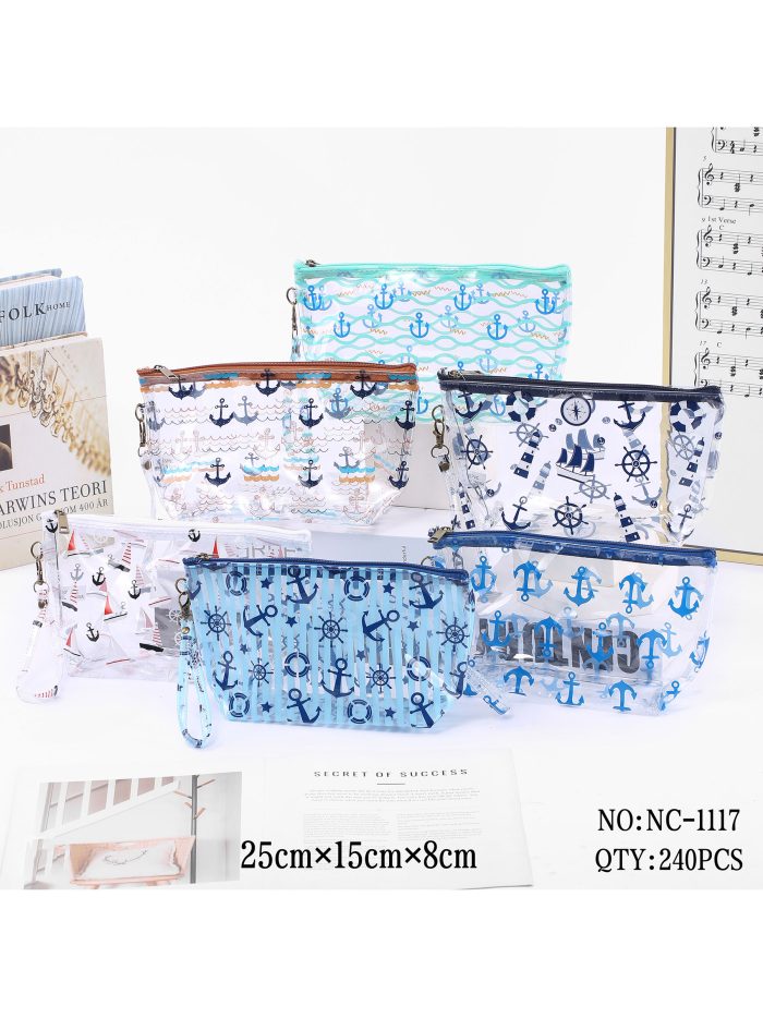 Neceser vinilo transparente estampado náutico