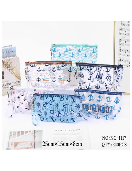 Neceser vinilo transparente estampado náutico