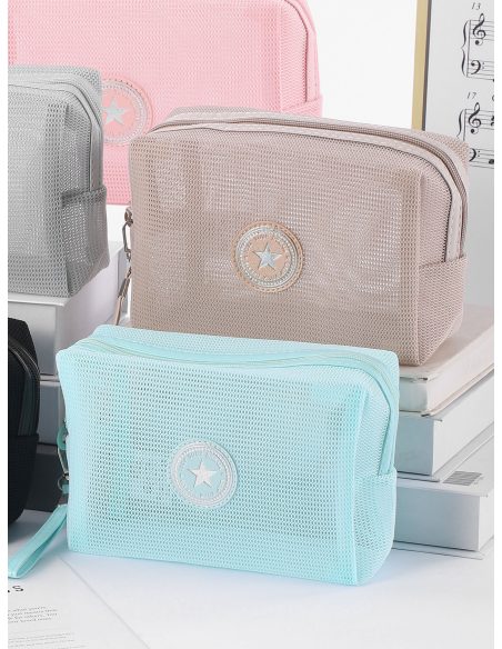 Nécessaire de malha respirável com detalhe de estrela