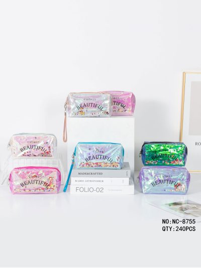 Estuche neceser holográfico purpurina y lentejuelas 2