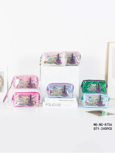 Estuche neceser holográfico de gatito y guitarra 2