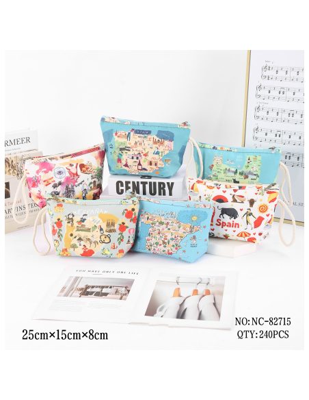 Trousse de toilette à cordon avec imprimé carte d'Espagne