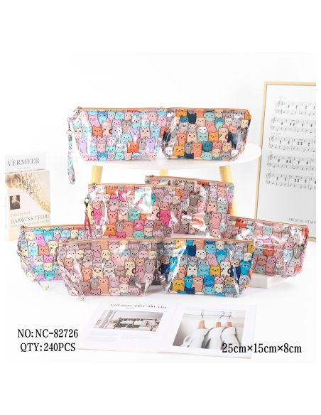 Neceser vinilo transparente estampado gatitos