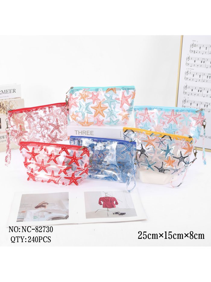 Neceser vinilo transparente estampado estrellas de mar