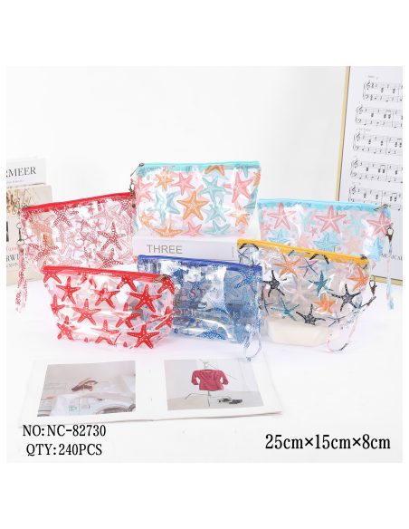 Neceser vinilo transparente estampado estrellas de mar