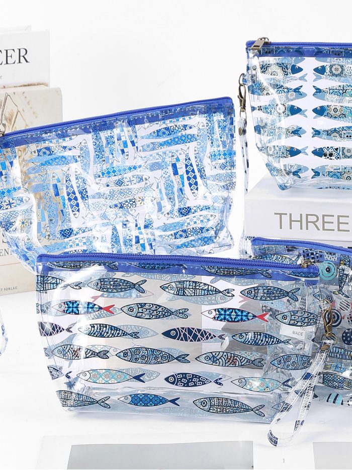 Neceser vinilo transparente estampado marino