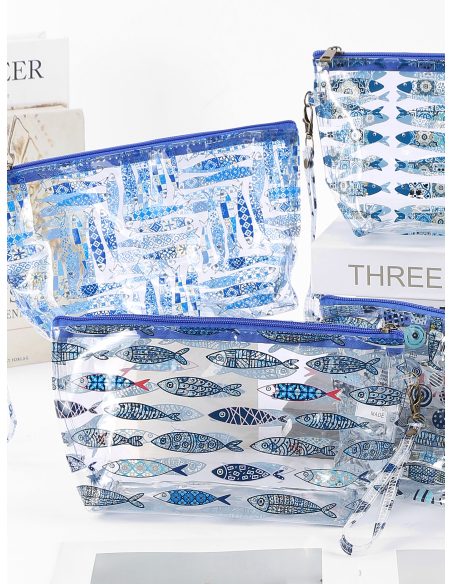 Neceser vinilo transparente estampado marino