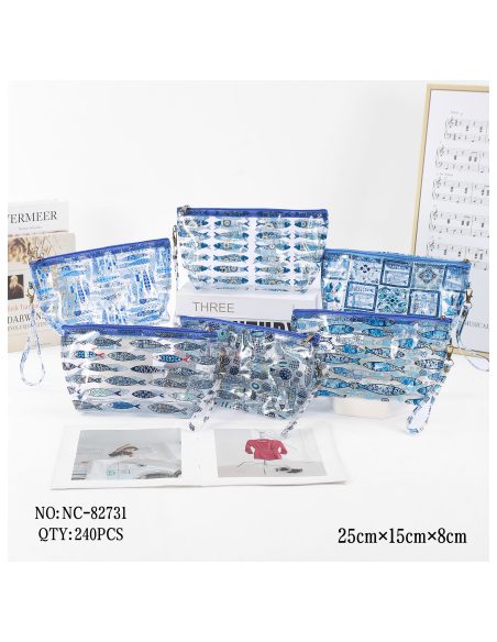 Neceser vinilo transparente estampado marino