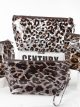 Borsa da toilette in vinile trasparente con stampa animalier