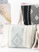 Woven boho wristlet toiletry bag with rope strap
