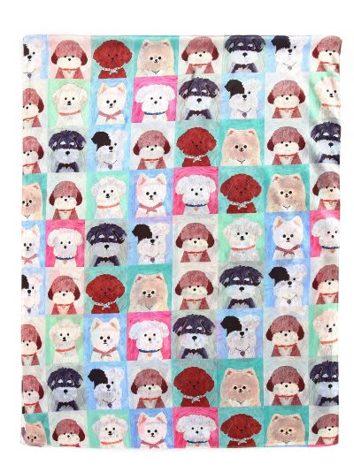 Sciarpa con stampa patchwork con cuccioli e dettagli dorati