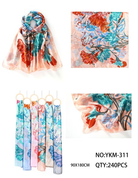 Fular floral efecto seda