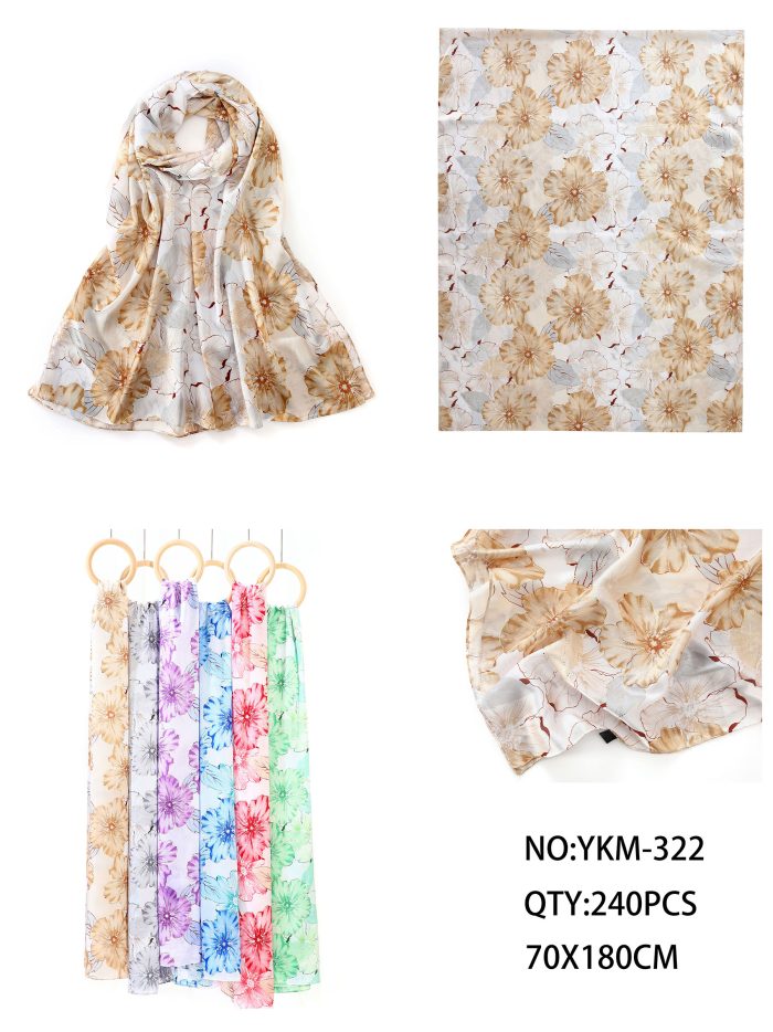 Lenço floral com detalhes dourados