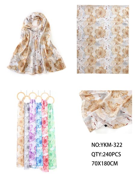 Lenço floral com detalhes dourados