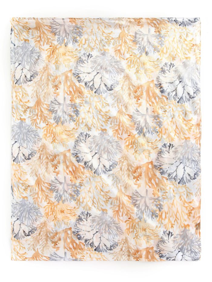 Lenço coral marinho com detalhes dourados