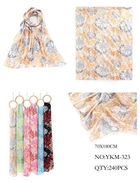 Lenço coral marinho com detalhes dourados