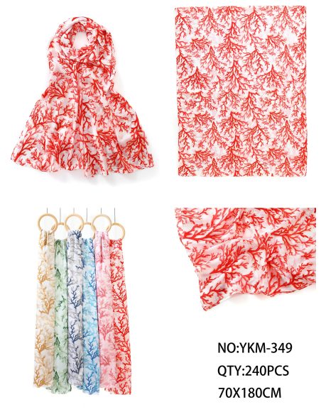 Lenço coral com detalhes dourados