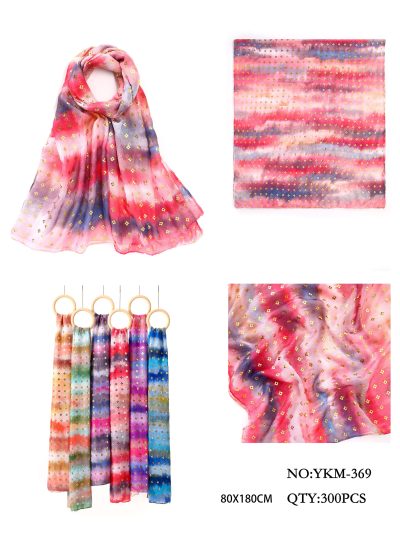 Sciarpa sfumata multicolore con glitter dorati 2